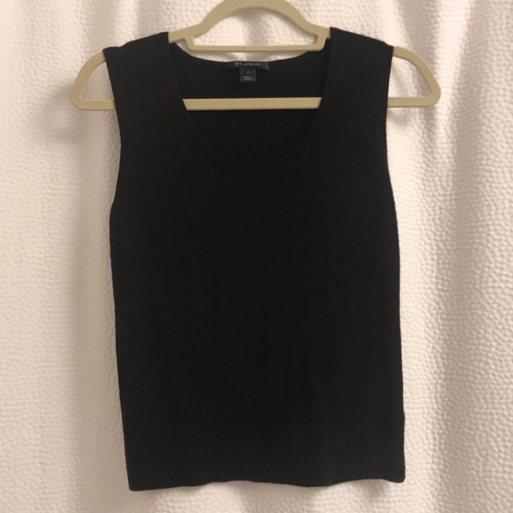 St. John Milano Knit Contour Tank in Black